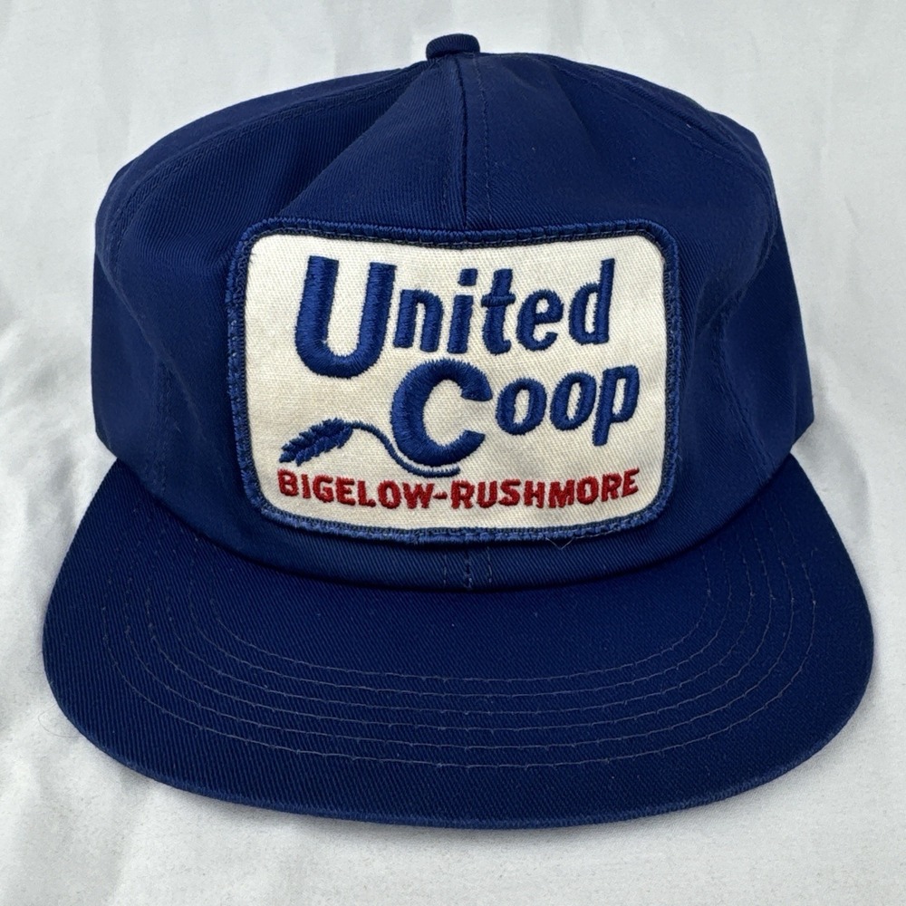 Vintage 80s United Coop Farm Hat Bigelow Rushmore K-Products USA Snapback